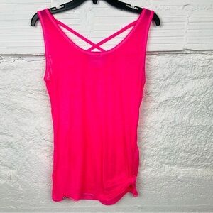 NYC MARC NEW YORK neon pink burn out crisscross tie side top size large